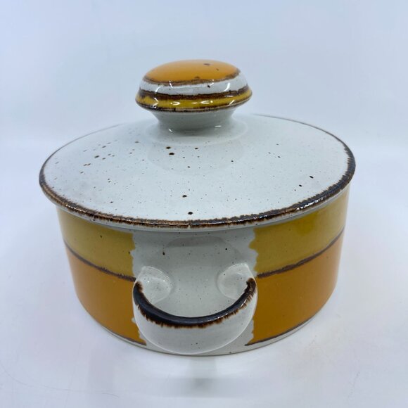 vintage stonehenge midwinter sun covered casserole with handles 1970's - Picture 3 of 5